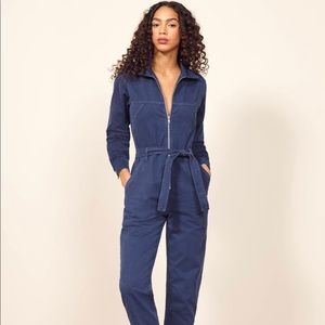 Reformation denim blue jumpsuit